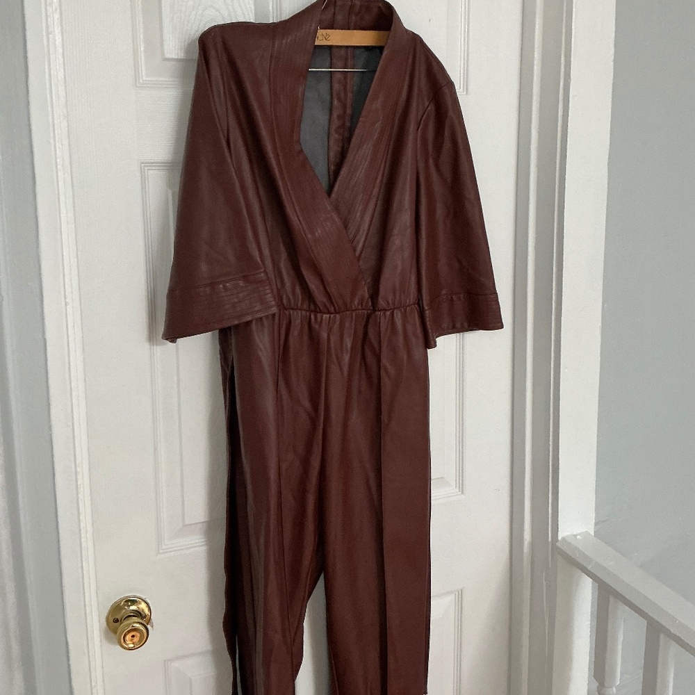 Faux Leather Cognac Jumper